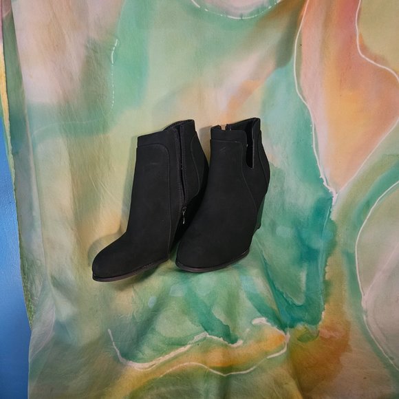 Black Wedge Ankle Booties - Picture 2 of 3